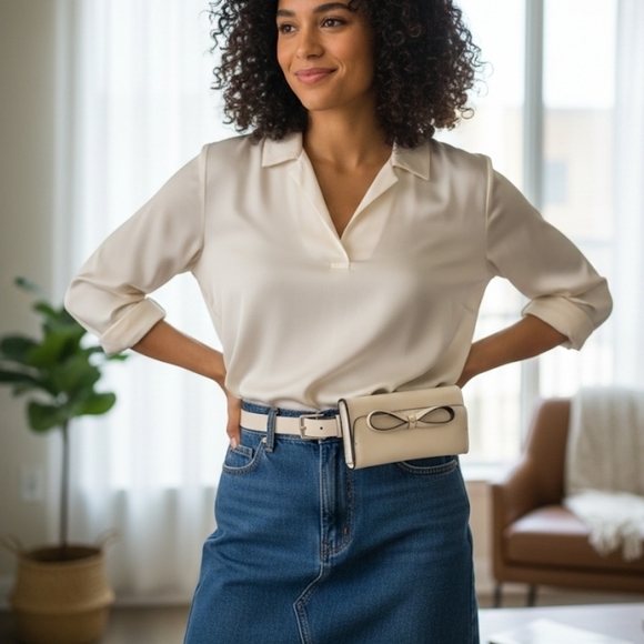 kate spade Accessories - NWT Kate Spade Cream Belt with Bow Accent Purse